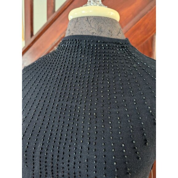 John Roberts Black Beaded Short Sleeve Silk Blend Top Size 14 NWT - Picture 2 of 9